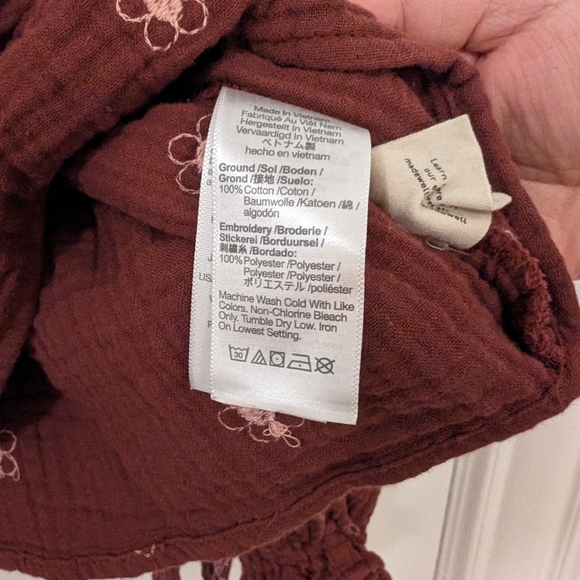 Madewell Tie Wrap Floral Burgundy Top size M - Picture 3 of 3